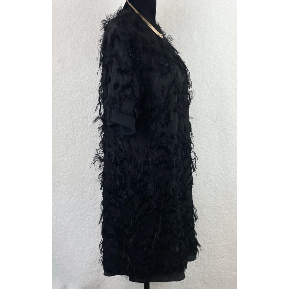 CARVEN • Black Faux Fur Mini Shift Dress, 6 - Picture 3 of 15